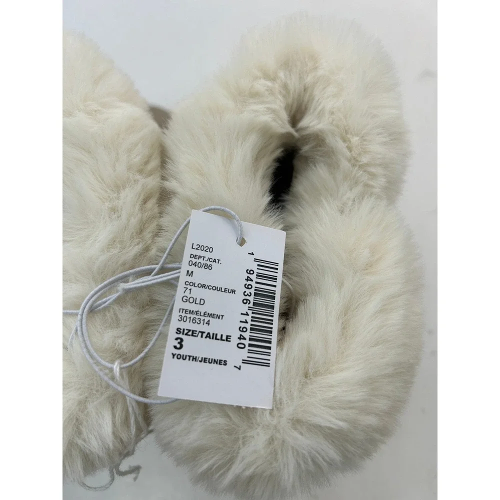 The Children's Place Faux Fur Boots Youth Size 3 Gold Metallic